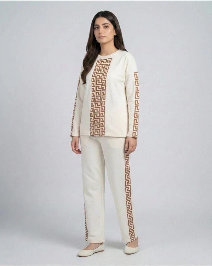 Puzzle Printed Premium Quality Winter 2-Pcs Tracksuit