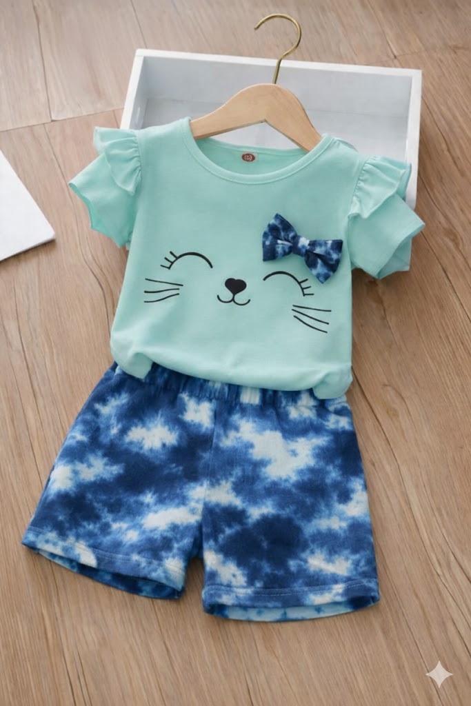 Meow Printed Short Set