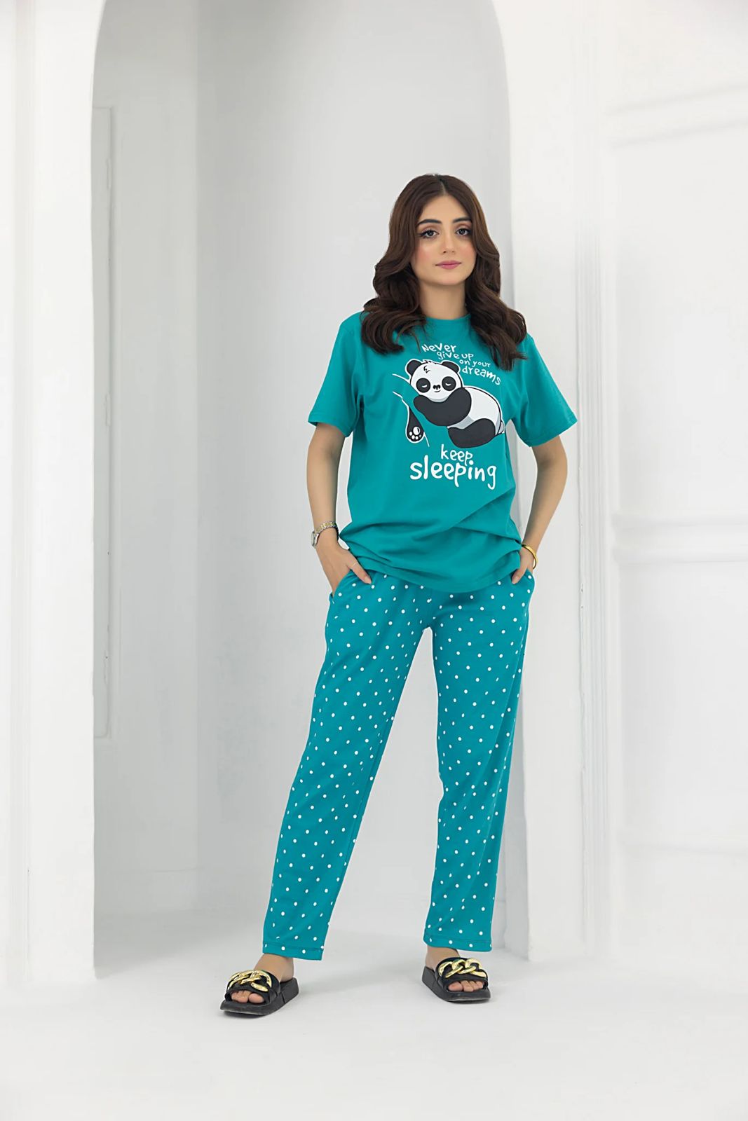 Sleeping Panad Printed Half Sleeve Nightsuit