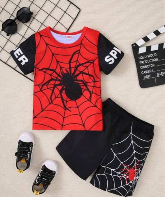 Red And Black Spider Man KIds Short Wear