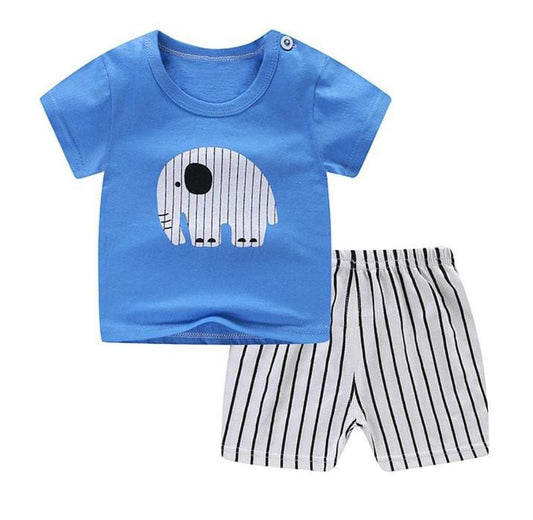 Blue Elephant Print KIds Short Wear