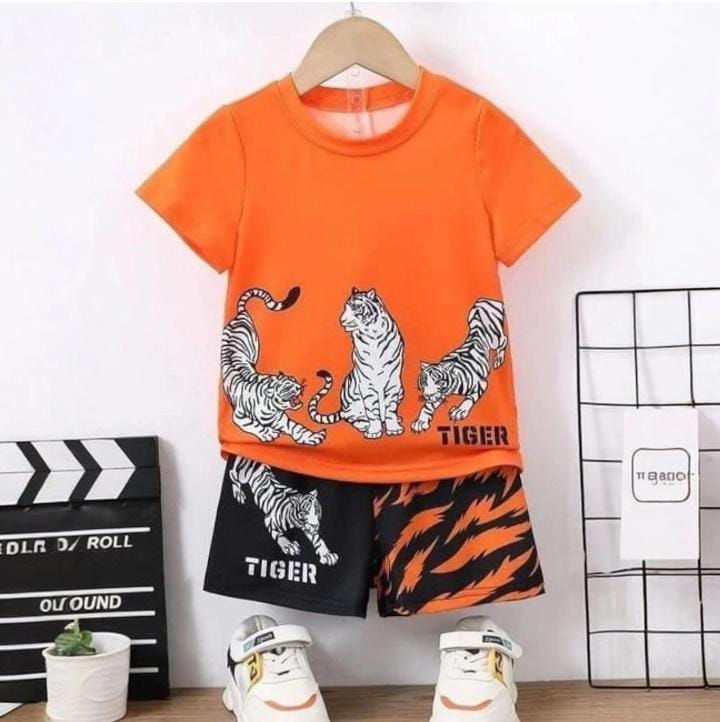 3 Tiger Print Kids Short Wear