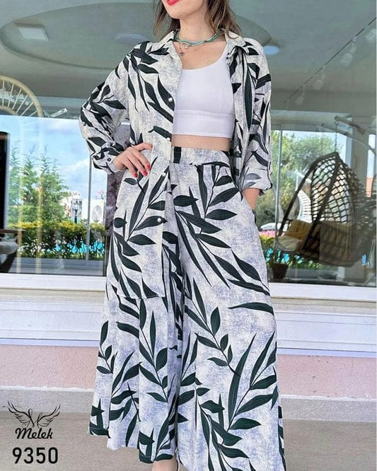 2 PCS LEAVES PRINTED CO-ORD SET