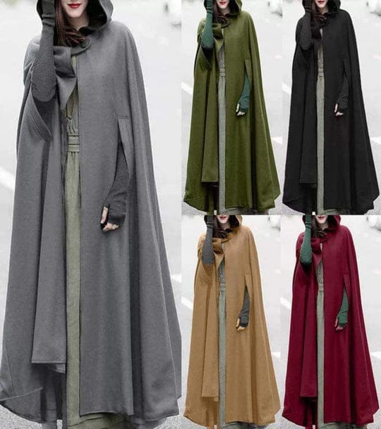 WOMEN STYLISH LONG CAPE CLOAK HOODED COAT