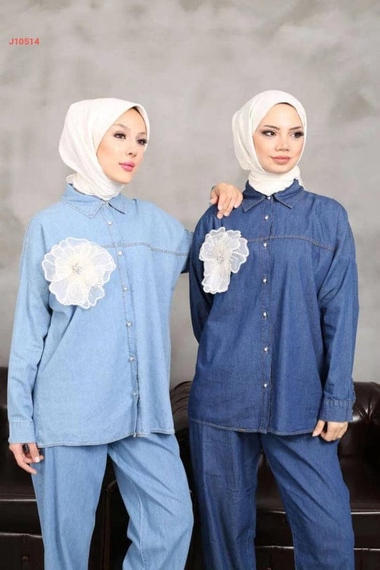 BOUTONNIERE 2 PCS DENIM CO-ORD SET