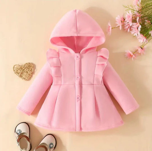 KIDS BUTTON HOODIE - PINK