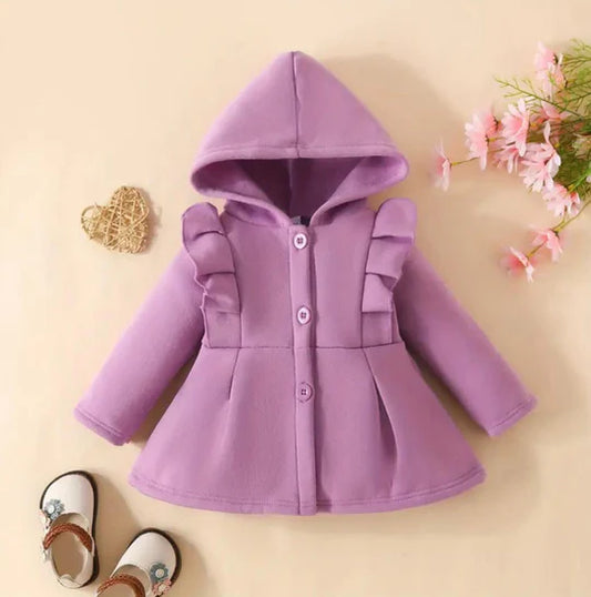KIDS BUTTON HOODIE - PURPLE