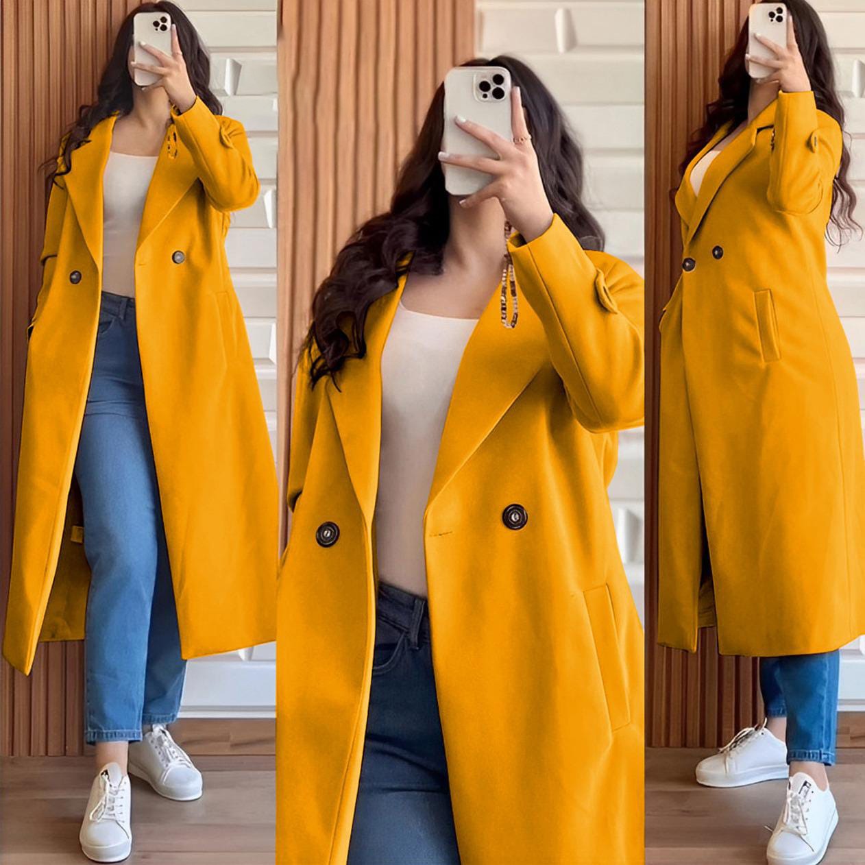 Winter Lapel Long Coat Or Women