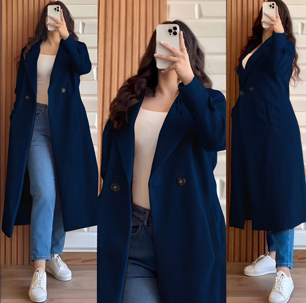 Winter Lapel Long Coat Or Women