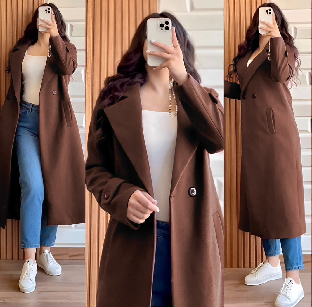 Winter Lapel Long Coat Or Women