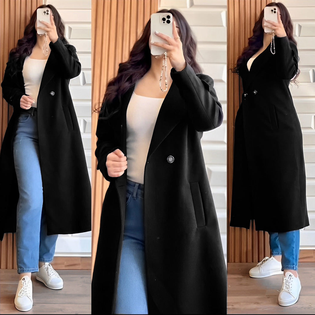 Winter Lapel Long Coat Or Women