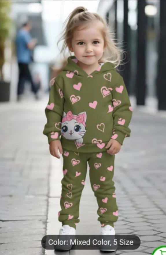 Baby Girls Hoodie Printed Sweatshirt Set