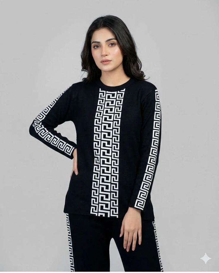 Puzzle Printed Premium Quality Winter 2-Pcs Tracksuit