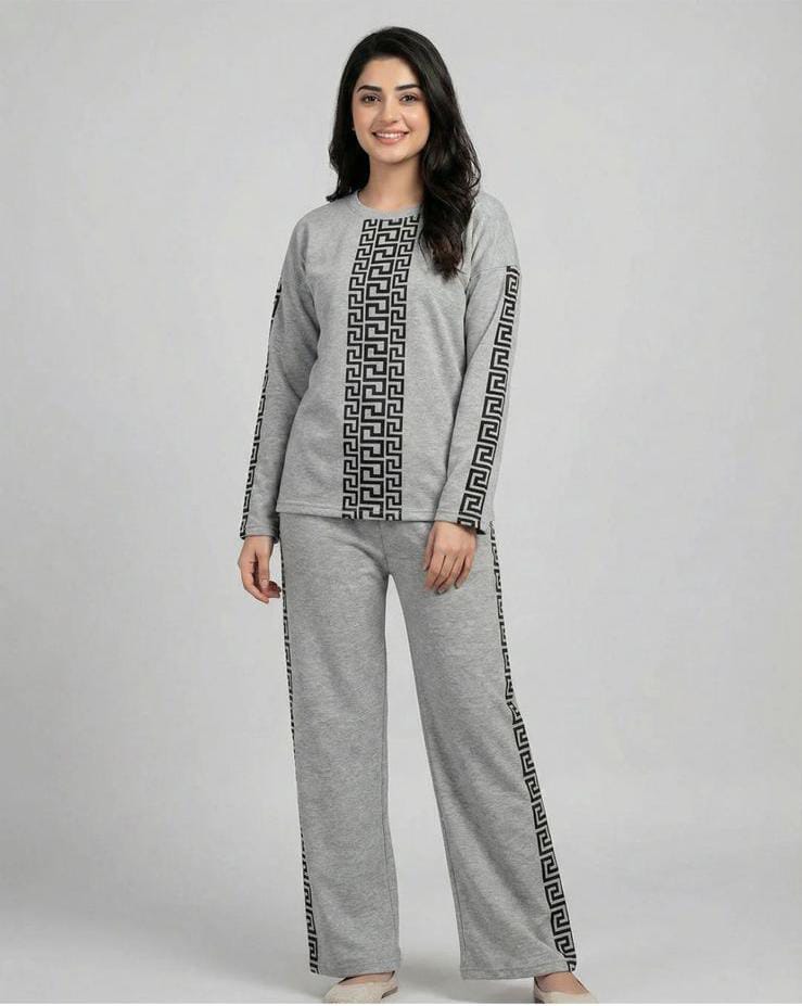 Puzzle Printed Premium Quality Winter 2-Pcs Tracksuit