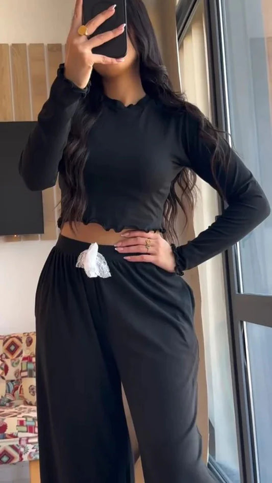 BreezeFlow Wide-Leg Loungewear Set For Summer