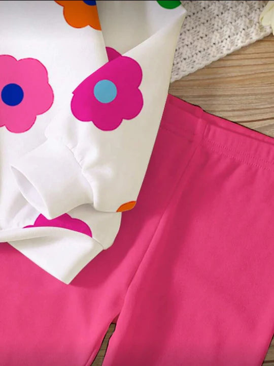 VIBRANT FLORAL PRINT KIDS' SWEATSHIRT & TROUSER