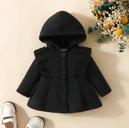 KIDS BUTTON HOODIE - BLACK