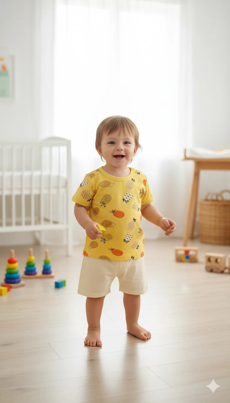 Pineapple Dino Print Kids Short Wear