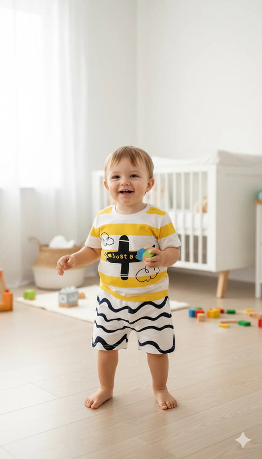 Just A Quit Print Kids Short Wear