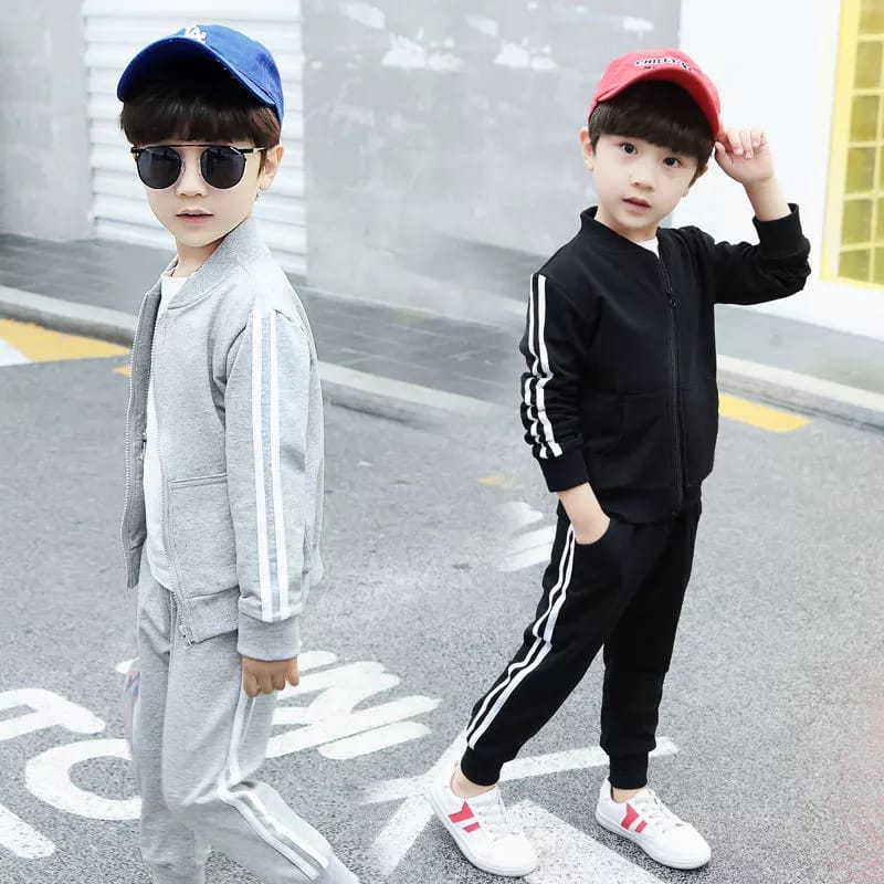 Black Stripe Kids Tracksuit