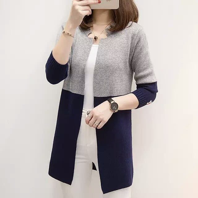 OPEN CONTRAST LONG COAT FOR WOMEN