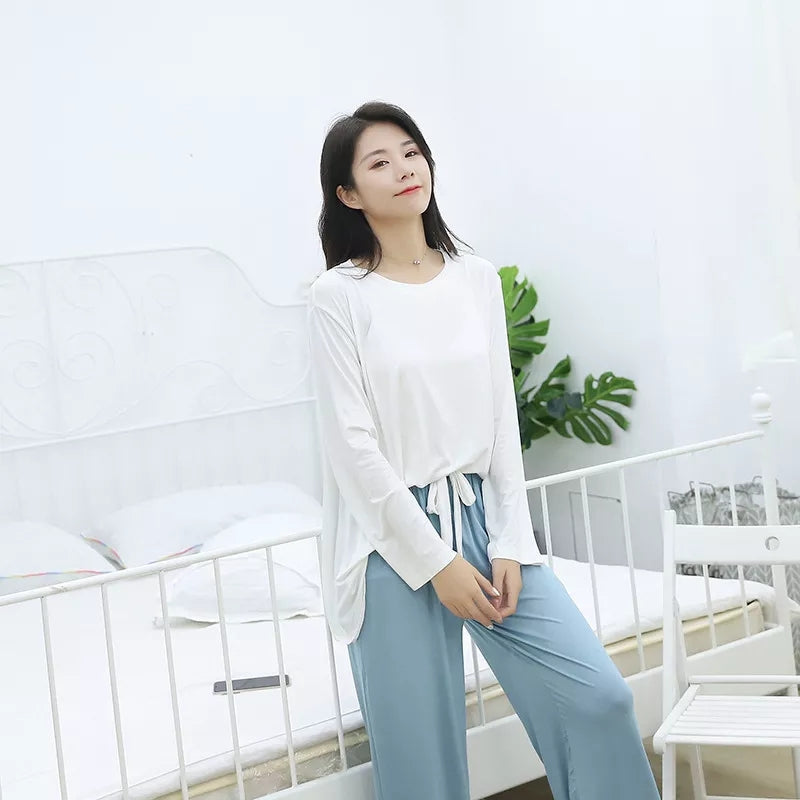 FULL SLEEVES LOOSE SOFT CONTRAST LOUNGEWEAR SET