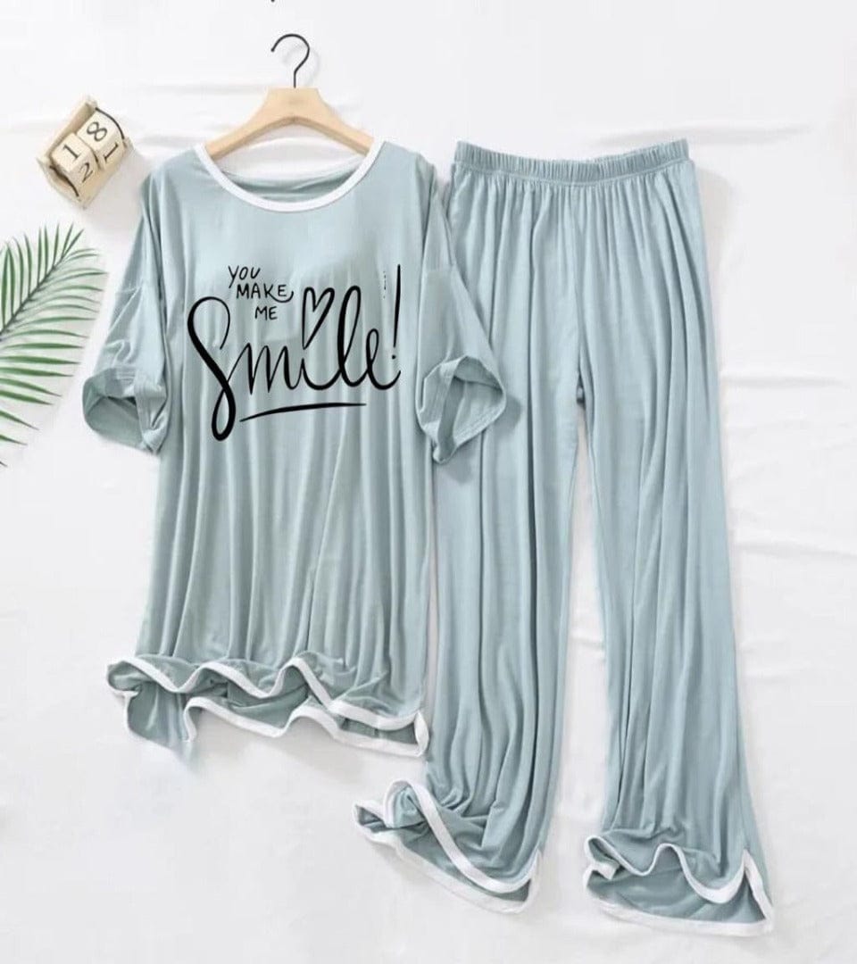 YOU MAKE ME SMILE PRINTED TRENDY LOUNGE WEAR FOR WOMEN