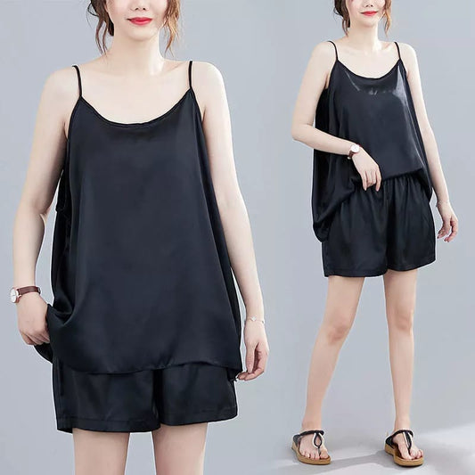 Black - Polyester Cami Set