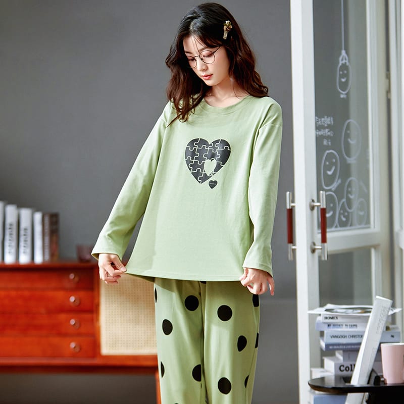 Pista Puzzle Heart Full Sleeves Printed Nightwear