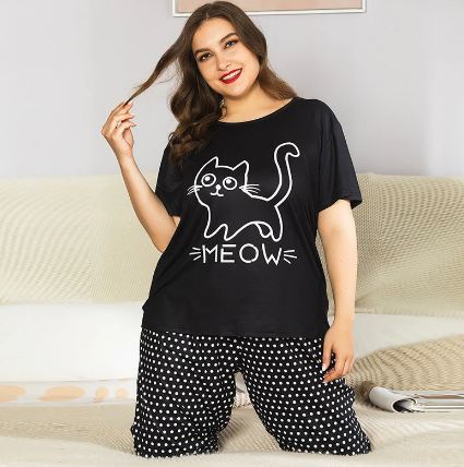 Black Cartoon Printed Nightwear