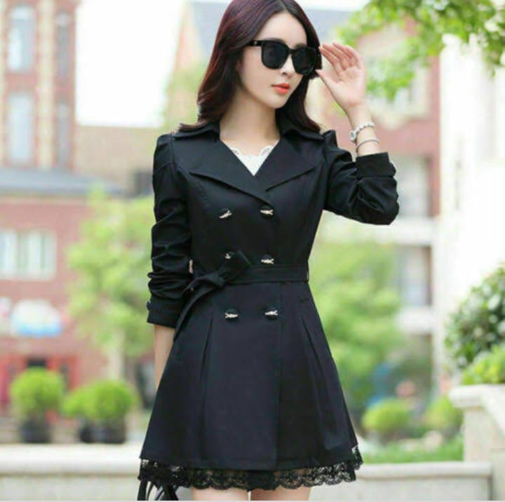 TRENCH BUTTON LACE COAT FOR WOMEN