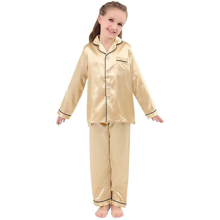 Kids Unisex Satin Silk Button Home Wear Set