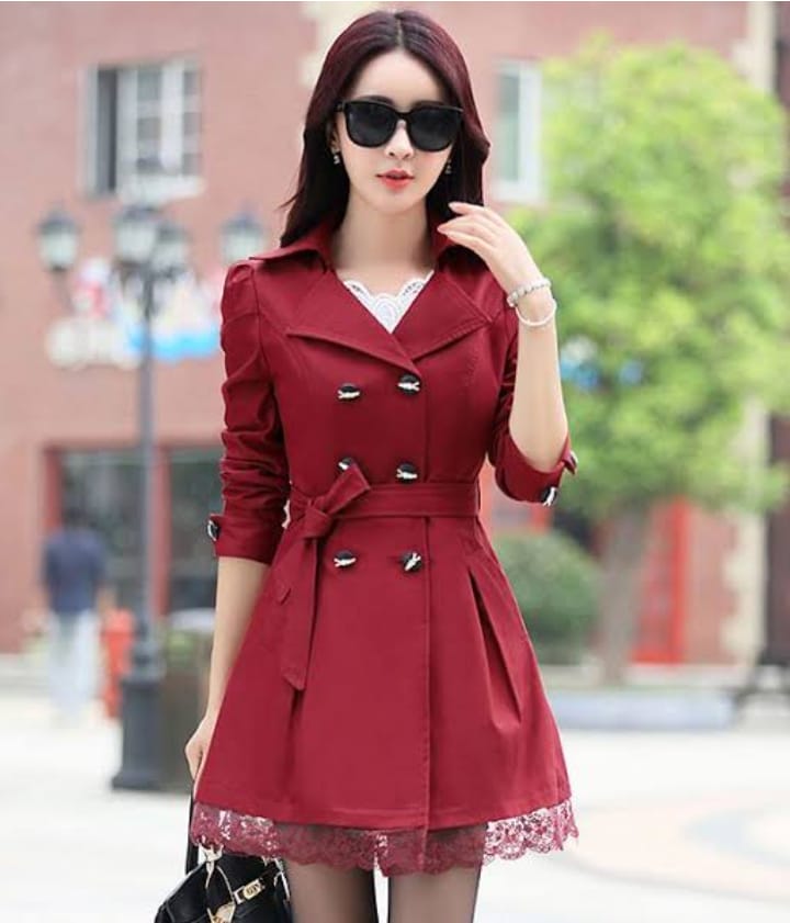 TRENCH BUTTON LACE COAT FOR WOMEN