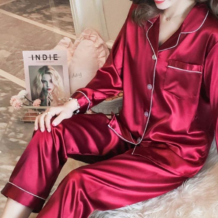 Satin Silk Button Home Wear Set