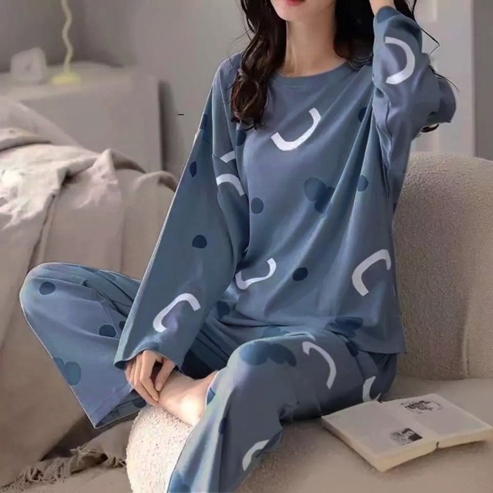 BLUE DOTTED PRINTED NIGHTWEAR